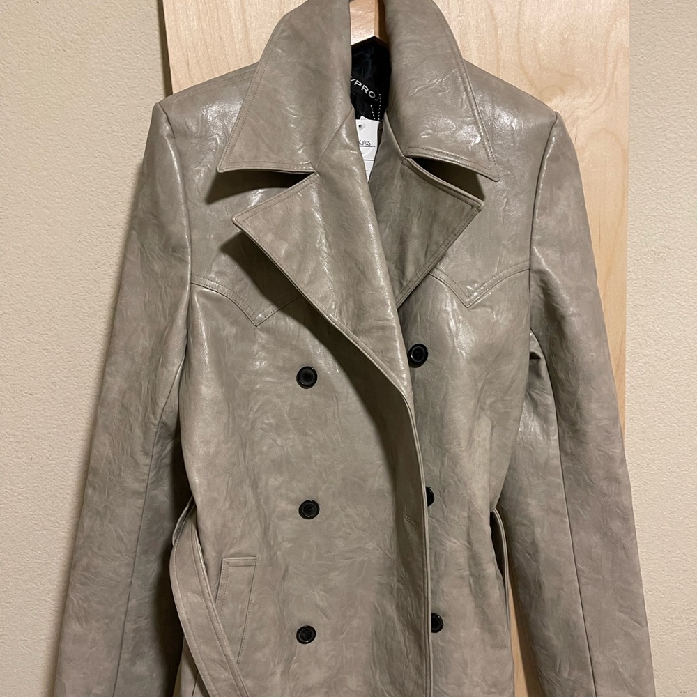 Y project Long grey leather trench jacket size M